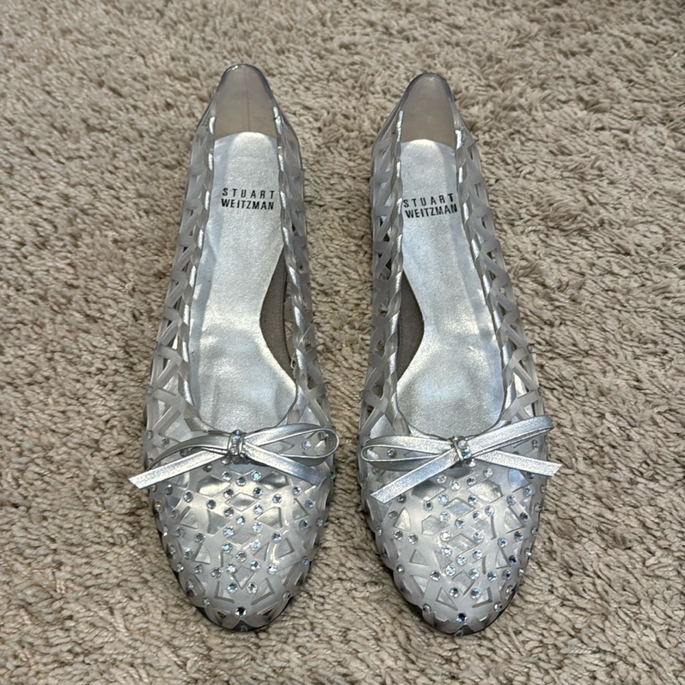 Stuart Weitzman Clear Rubber Ballet Flats, size 7